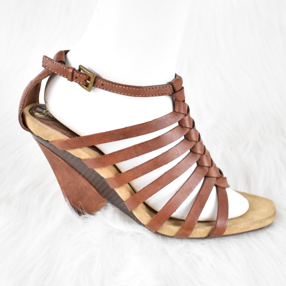 Sam Edelman Braided Leather Wedge Sandals Sz 9.5